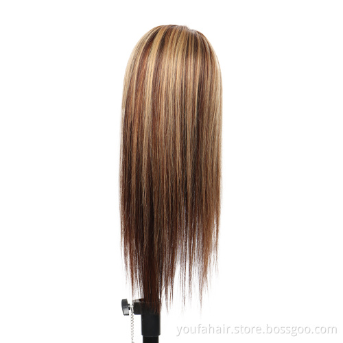 4*4 HD Lace High Quality Cheap Ombre Human Hair Highlight Wigs Mixed Color 4/27 Piano Color Hair Weave For Black Woman